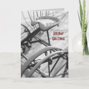 Festiva Tarjeta de Navidades de tractores: asiento antiguo