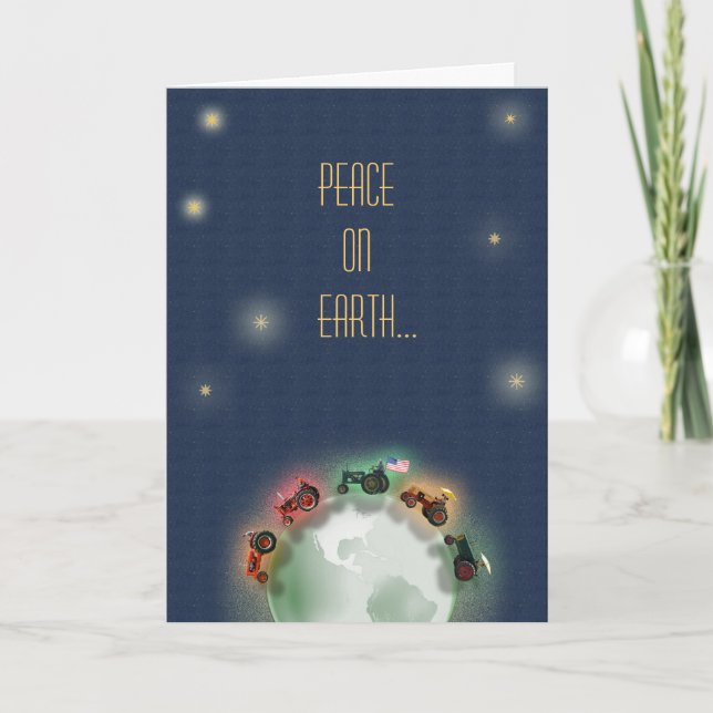 Festiva Tarjeta de Navidades de tractores: ¡Buena voluntad (Anverso)