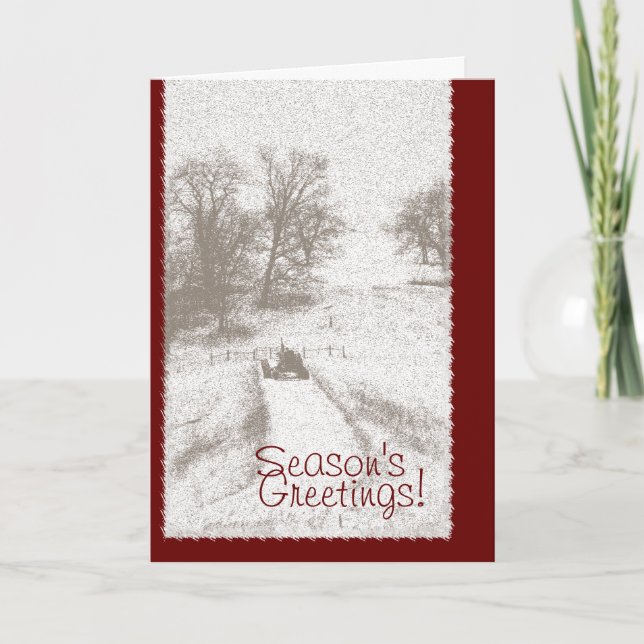 Festiva Tarjeta de Navidades de tractores de granja (Anverso)
