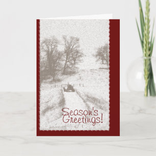 Festiva Tarjeta de Navidades de tractores de granja