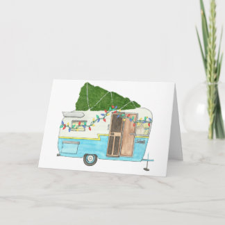 Festiva Tarjeta de Navidades de Trailer de Camping Vintage