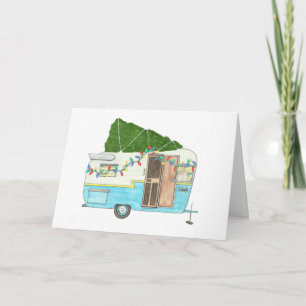 Festiva Tarjeta de Navidades de Trailer de Camping Vintage