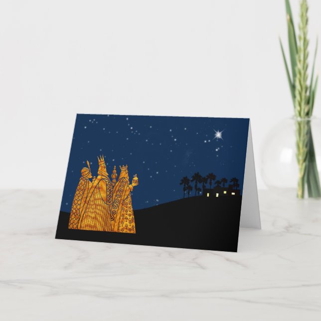 Festiva Tarjeta de Navidades de tres sabios (Anverso)