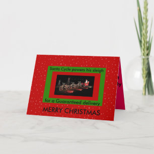 Festiva Tarjeta de navidades de trineos con motor de bicic