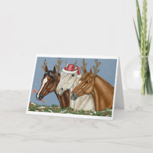 Festiva Tarjeta de Navidades de Trío de Caballos Silly