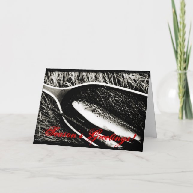 Festiva Tarjeta de Navidades de trucha marrón (Anverso)