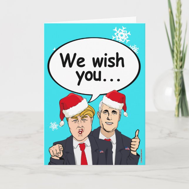 Festiva Tarjeta de Navidades de Trump Pence - Te deseamos  (Anverso)