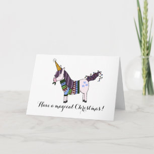Festiva Tarjeta de Navidades de Unicorn