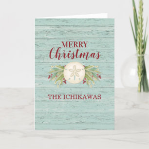 Festiva Tarjeta de Navidades de vacaciones costeras