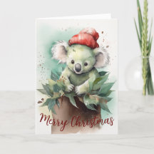 Tarjeta de Navidades de vacaciones Cute Koala Wate
