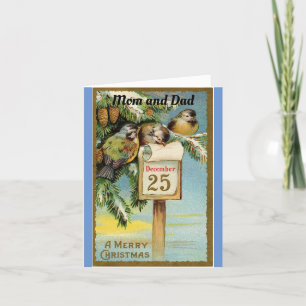 Festiva Tarjeta De Navidades De Vacaciones De Mamá Y Papá