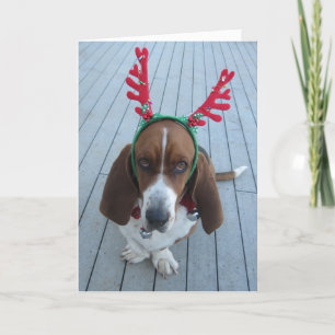 Festiva Tarjeta de Navidades de vacaciones de renos en Bas