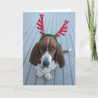 Festiva Tarjeta de Navidades de vacaciones de renos en Bas
