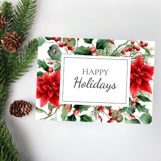 Festiva Tarjeta de Navidades de vacaciones rojas florales  (Subido por el creador)