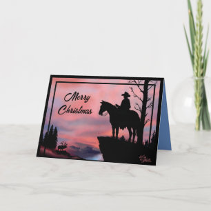 Festiva Tarjeta de Navidades De Vaqueros Y Caballos