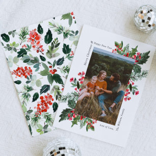 Festiva Tarjeta de Navidades de vegetación fotográfica