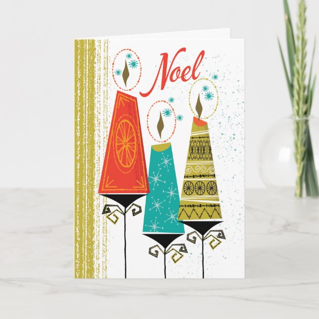 Festiva Tarjeta de Navidades de velas de mediados del sigl (Anverso)