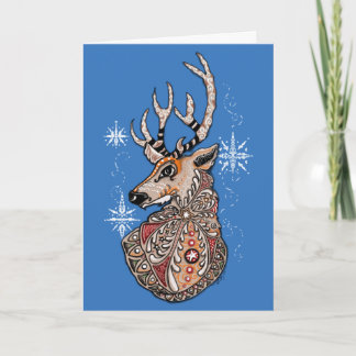 Festiva Tarjeta de Navidades de venado de invierno