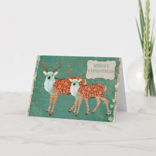 Festiva Tarjeta de Navidades de venados de origen américo