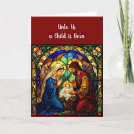 Festiva Tarjeta de Navidades de vidrio manchado de Nativid