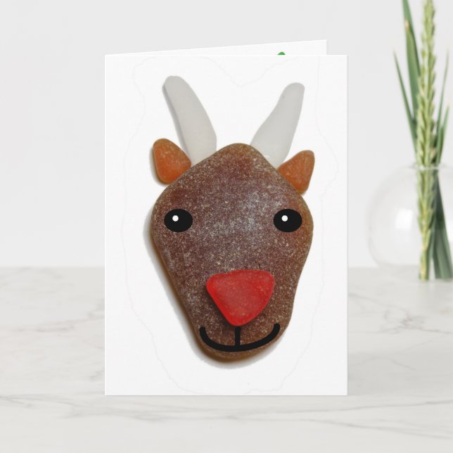 Festiva Tarjeta de Navidades de vidrio marino (Anverso)