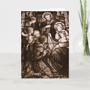 Festiva Tarjeta de Navidades de vidrio Sepia Stain