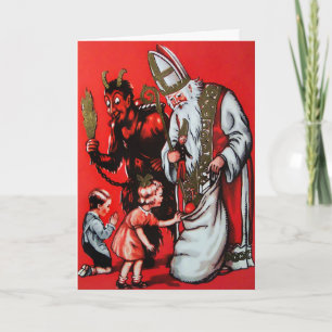 Festiva Tarjeta de Navidades de Vintage Krampus