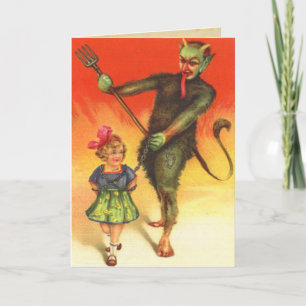 Festiva Tarjeta de Navidades de Vintage Krampus