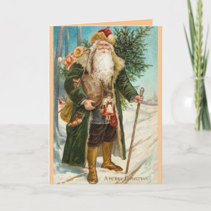 Festiva Tarjeta de Navidades de Vintage Santa Claus