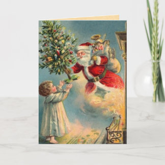 Festiva Tarjeta de Navidades de Vintage Santa Claus