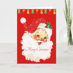 Festiva Tarjeta de Navidades de Vintage Santa Claus