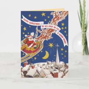 Festiva Tarjeta de Navidades de Vintage Santa Claus