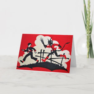 Festiva Tarjeta de Navidades de Vintage Victorian Krampus