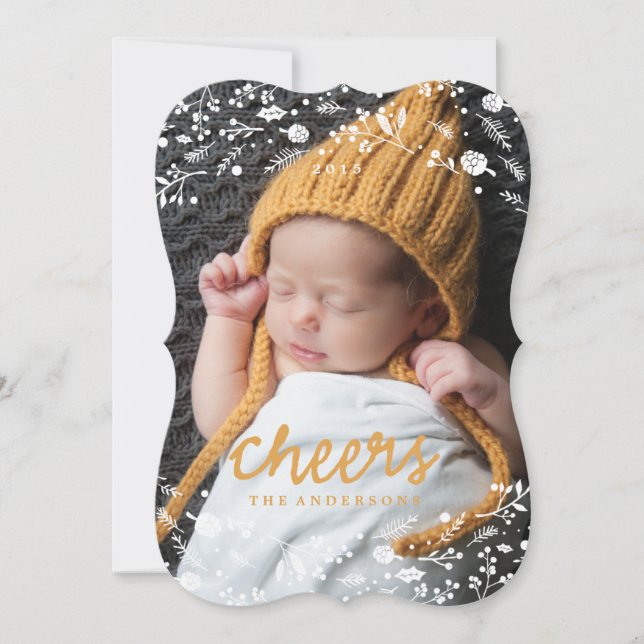 Festiva Tarjeta de Navidades de Winter Wreath Foliage CHEE (Anverso)