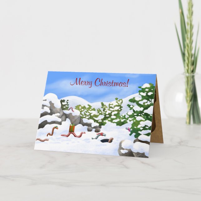 Festiva Tarjeta de Navidades de Wormy (Anverso)
