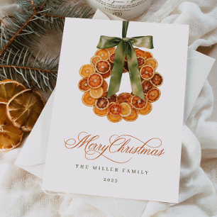 Festiva Tarjeta de Navidades de Wreath naranja