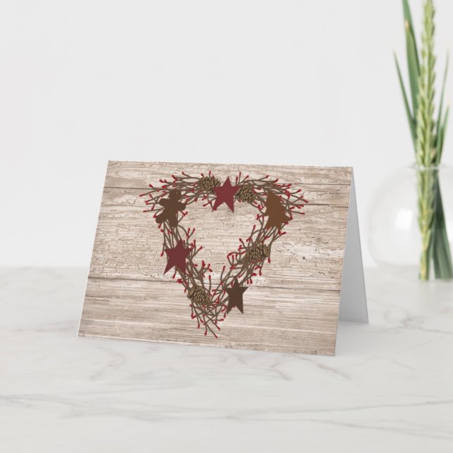 Festiva Tarjeta de Navidades de Wreath Primitive (Anverso)