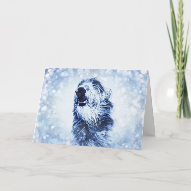 Festiva Tarjeta de Navidades Deerhound Wolfhound (Anverso)