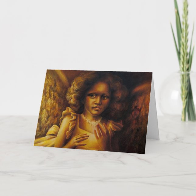 Festiva Tarjeta de Navidades del Ángel de Oro (Anverso)