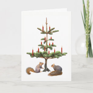 Festiva Tarjeta de Navidades del árbol de las velas rojas 