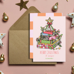 Festiva Tarjeta de Navidades del árbol del libro blanco