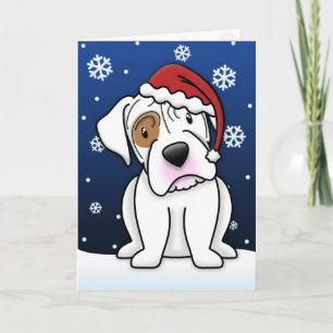 Festiva Tarjeta de Navidades del Boxer Blanco Kawaii
