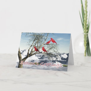 Festiva Tarjeta de Navidades del Cardenal Rojo, paisaje in