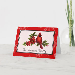 Festiva Tarjeta de Navidades del Cardenal Rojo personaliza