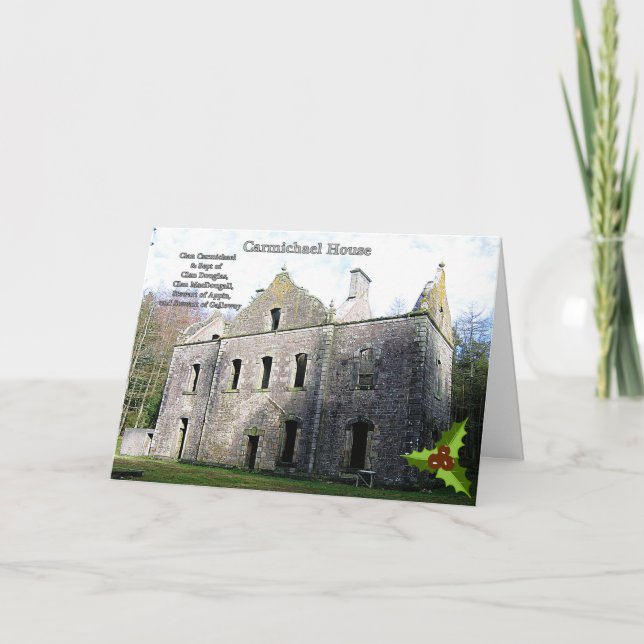 Festiva Tarjeta de Navidades del castillo de Carmichael Cl (Anverso)