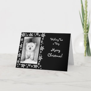 Festiva Tarjeta de Navidades del cubo de oso polar