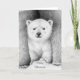 Festiva Tarjeta de Navidades del cubo de oso polar