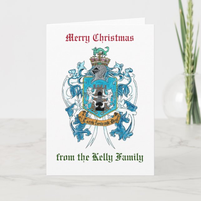 Festiva Tarjeta de Navidades del escudo de la familia Kell (Anverso)