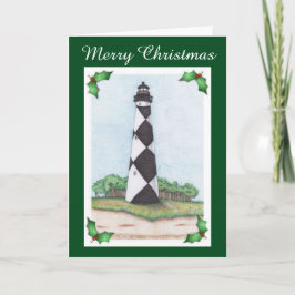 Festiva Tarjeta de Navidades del faro Cape Lookout