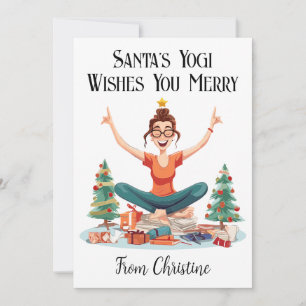 Festiva Tarjeta de Navidades del instructor de yoga person